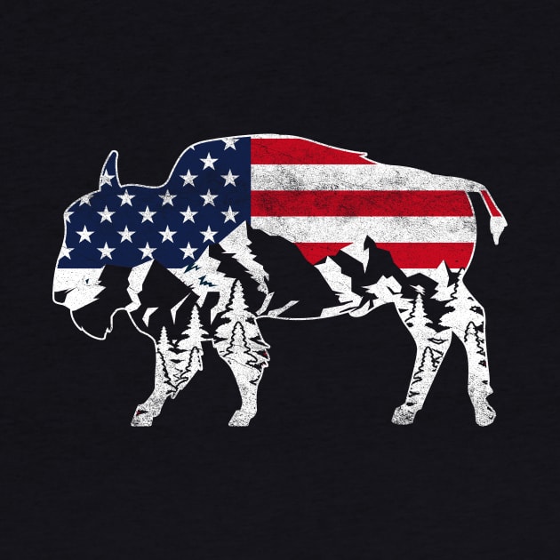 Buffalo US Flag Retro Bison by shirtsyoulike